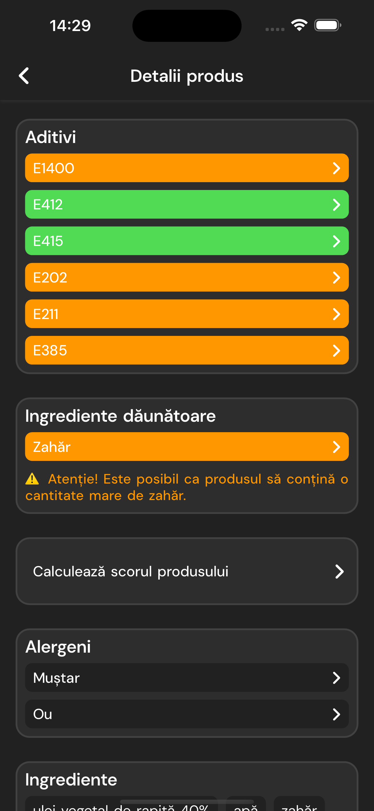 scaner pentru alimente